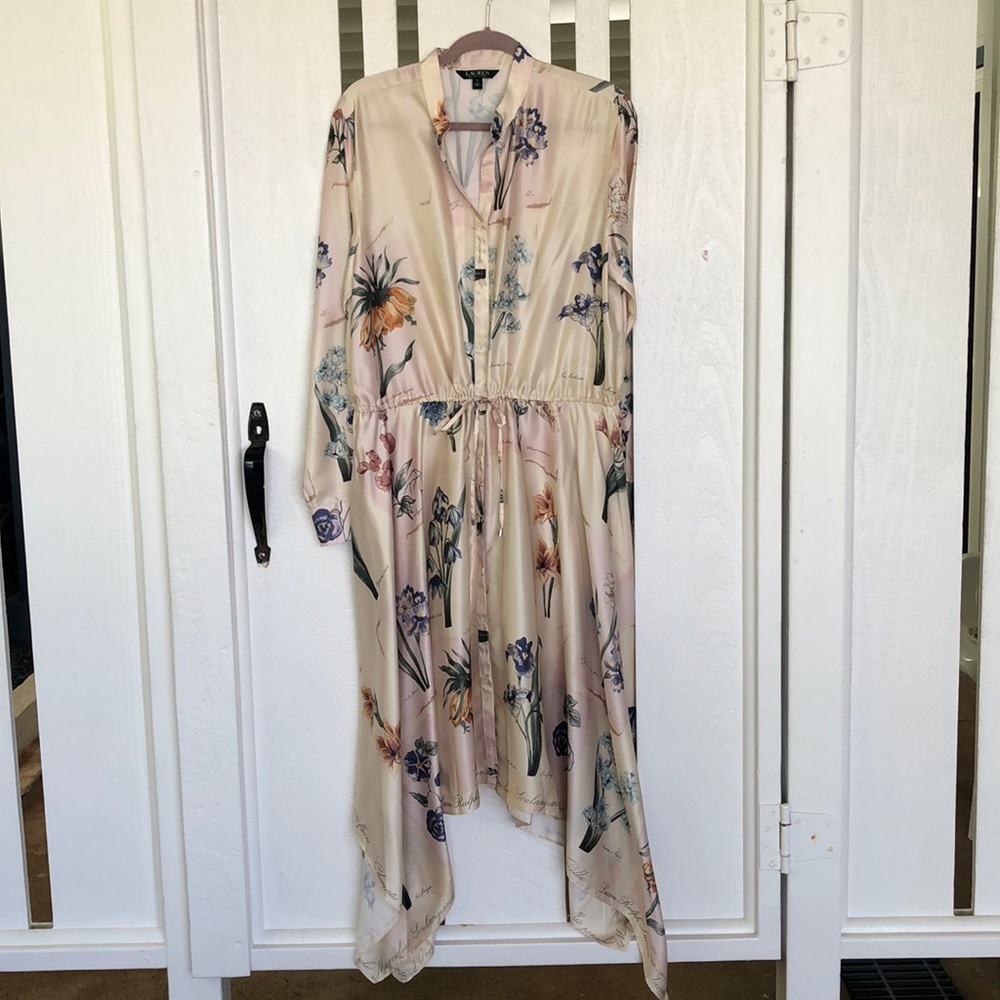 Lauren Ralph Lauren Cream Floral Long Sleeve Dress